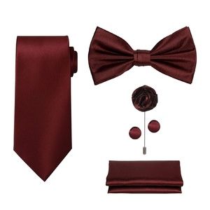 Mens 5pc Neck Tie Bow Tie Lapel Pin Cuff Links Set
